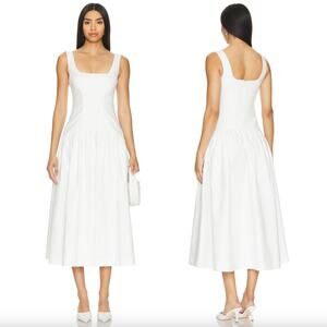 Camila Coelho | NWT Linda Midi Dress in Ivory White A-line Dropwaist Sundress M